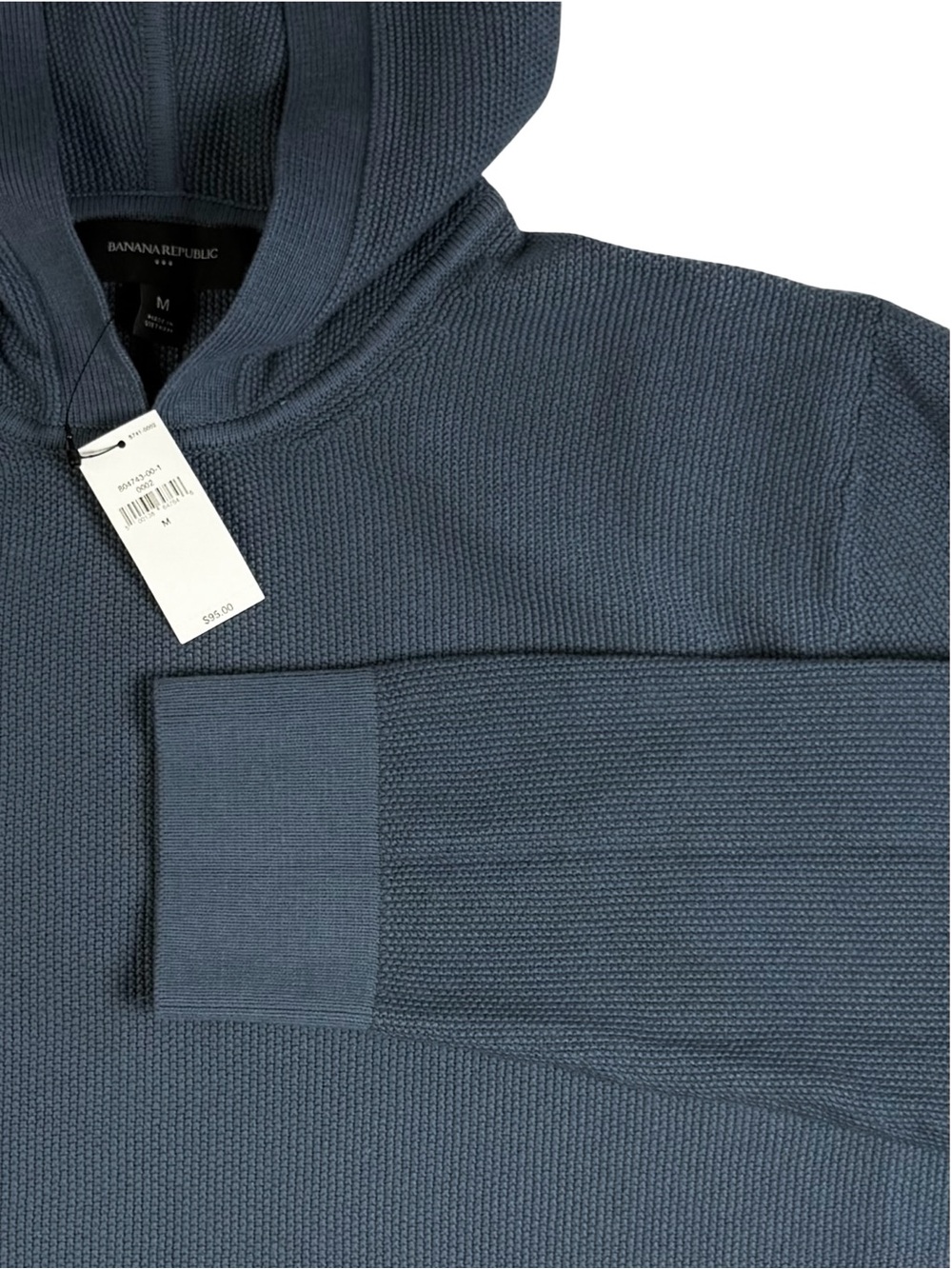Banana Republic Seed Stitch Sweater Hoodie Slate Blue Men’s M NWT